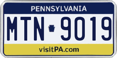 PA license plate MTN9019