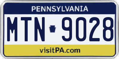 PA license plate MTN9028