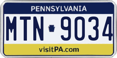 PA license plate MTN9034