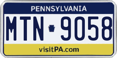 PA license plate MTN9058