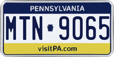 PA license plate MTN9065