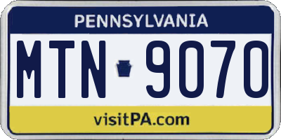 PA license plate MTN9070