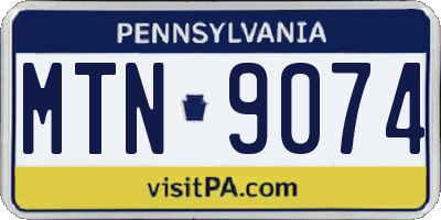 PA license plate MTN9074