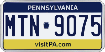 PA license plate MTN9075