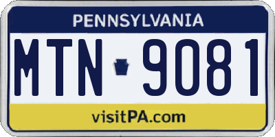 PA license plate MTN9081