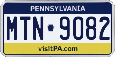 PA license plate MTN9082