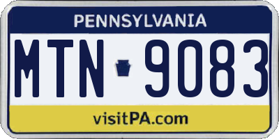 PA license plate MTN9083