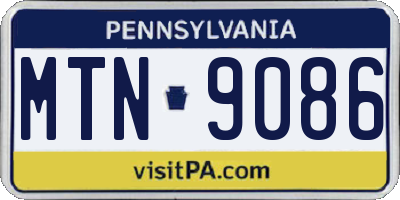 PA license plate MTN9086