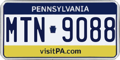 PA license plate MTN9088