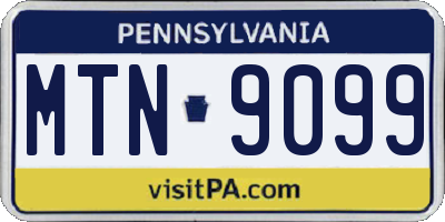 PA license plate MTN9099