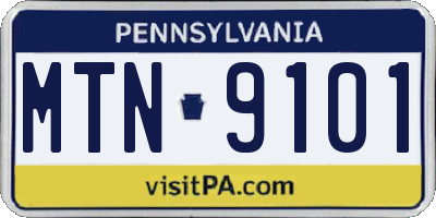PA license plate MTN9101