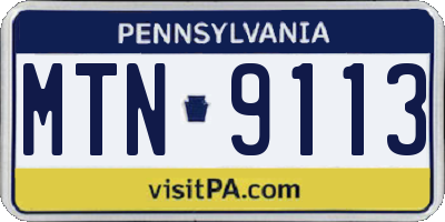 PA license plate MTN9113