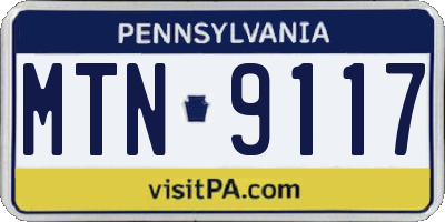 PA license plate MTN9117