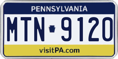 PA license plate MTN9120