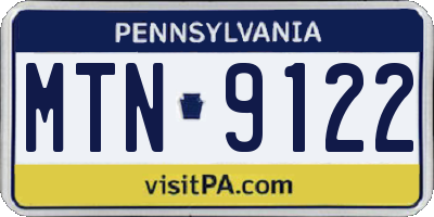 PA license plate MTN9122