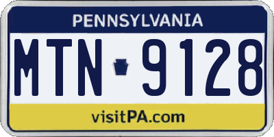 PA license plate MTN9128