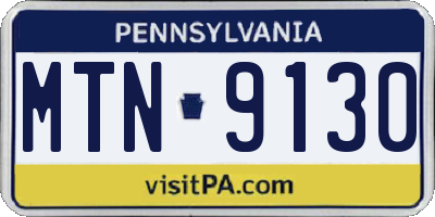 PA license plate MTN9130
