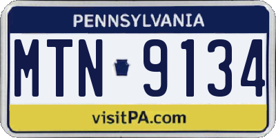 PA license plate MTN9134