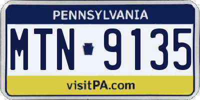 PA license plate MTN9135