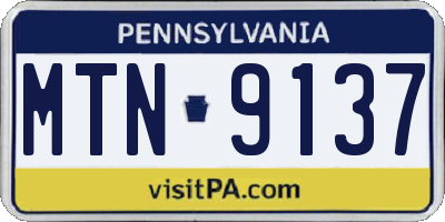PA license plate MTN9137
