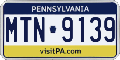 PA license plate MTN9139