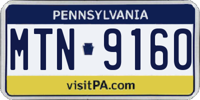 PA license plate MTN9160
