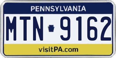 PA license plate MTN9162