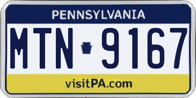 PA license plate MTN9167