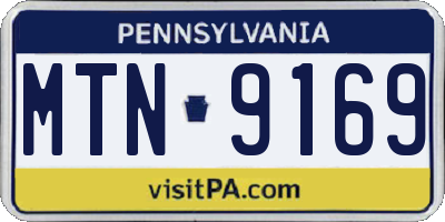 PA license plate MTN9169