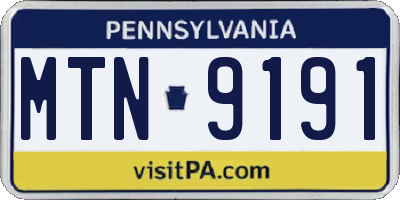 PA license plate MTN9191
