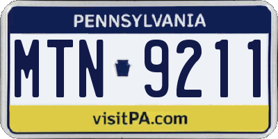PA license plate MTN9211