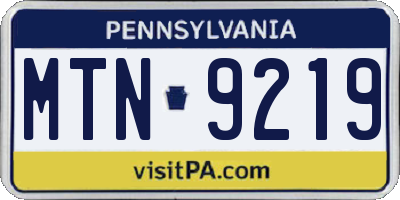 PA license plate MTN9219