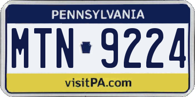 PA license plate MTN9224