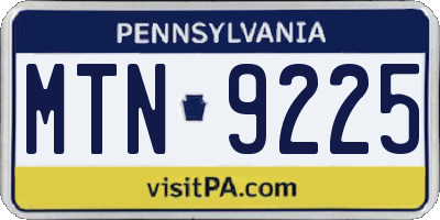 PA license plate MTN9225
