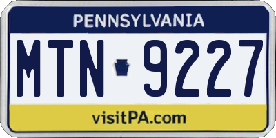 PA license plate MTN9227