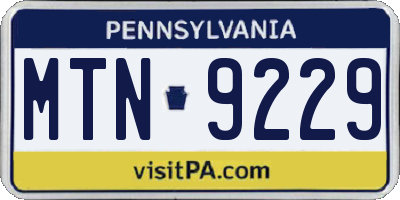 PA license plate MTN9229