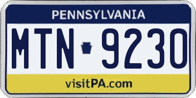 PA license plate MTN9230