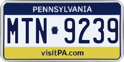 PA license plate MTN9239