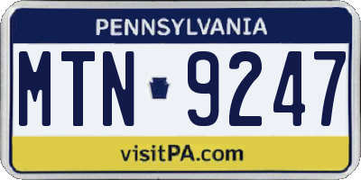 PA license plate MTN9247