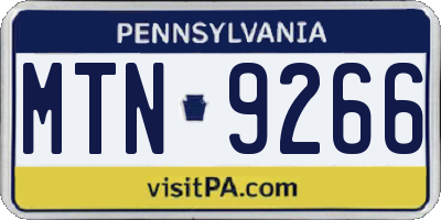 PA license plate MTN9266