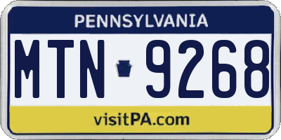 PA license plate MTN9268