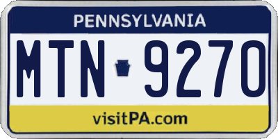 PA license plate MTN9270
