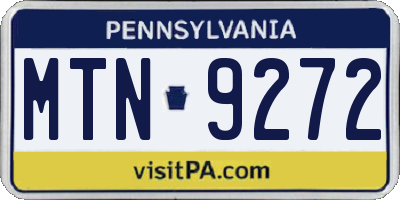 PA license plate MTN9272