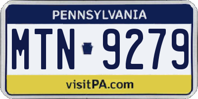 PA license plate MTN9279