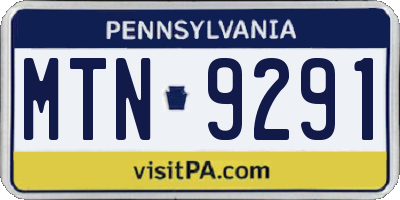 PA license plate MTN9291