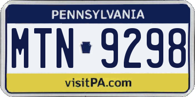 PA license plate MTN9298