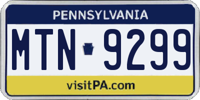 PA license plate MTN9299