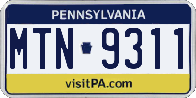 PA license plate MTN9311