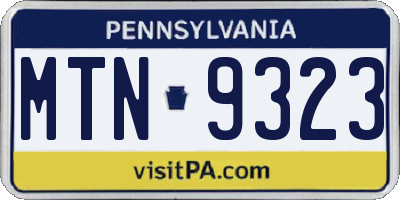 PA license plate MTN9323