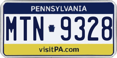 PA license plate MTN9328